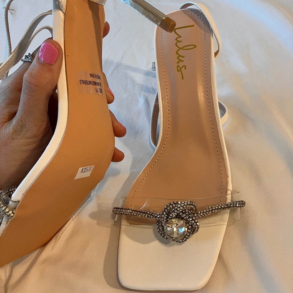 NEW Lulu's White Crystal Embellished Sandals Bride Heels